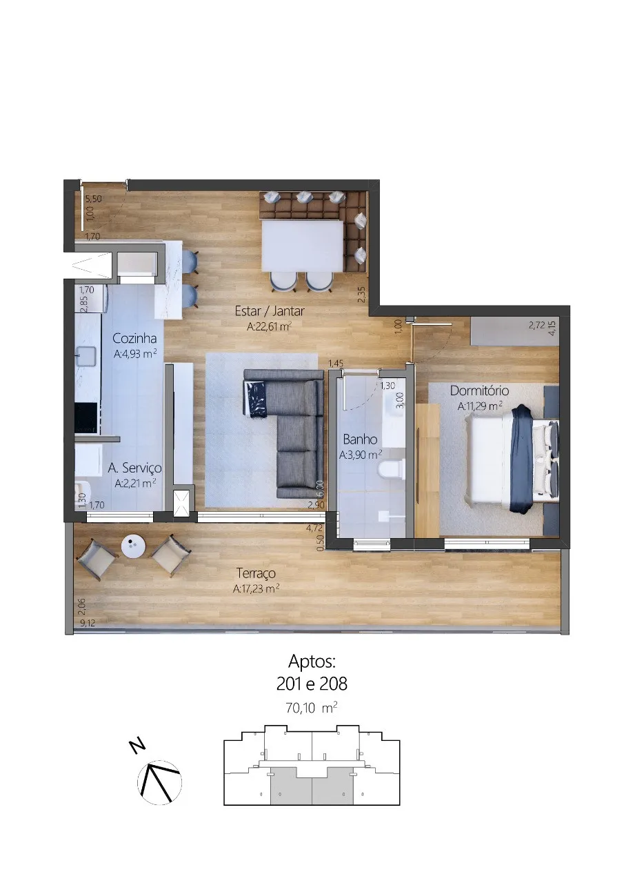 Apartamento 1 quarto para venda no bairro Moura em Gramado