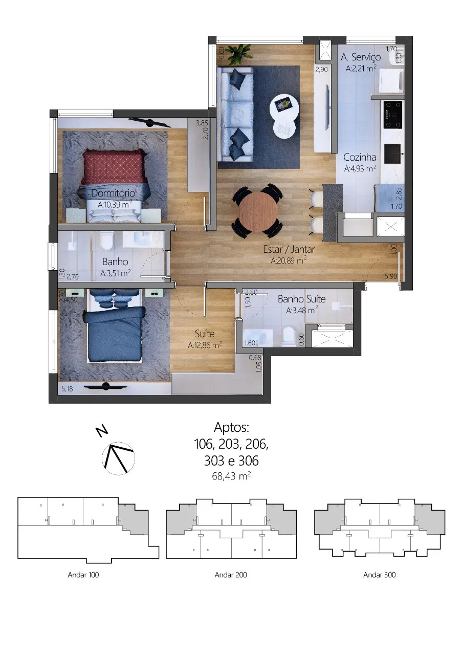 Apartamento 1 quarto para venda no bairro Moura em Gramado