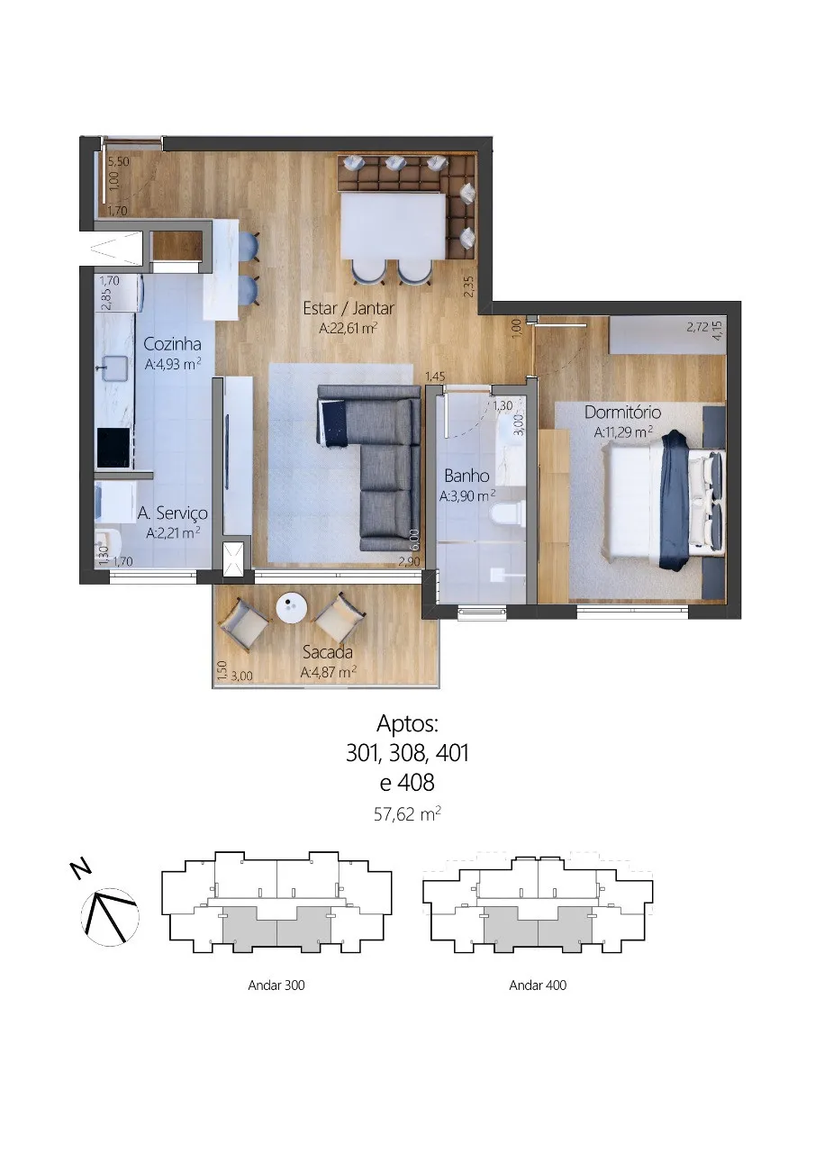 Apartamento 1 quarto para venda no bairro Moura em Gramado