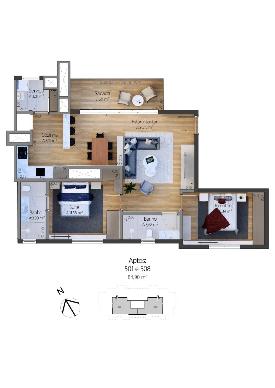 Apartamento 1 quarto para venda no bairro Moura em Gramado