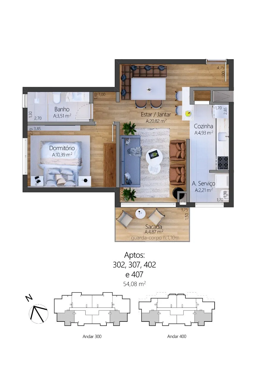 Apartamento 1 quarto para venda no bairro Moura em Gramado