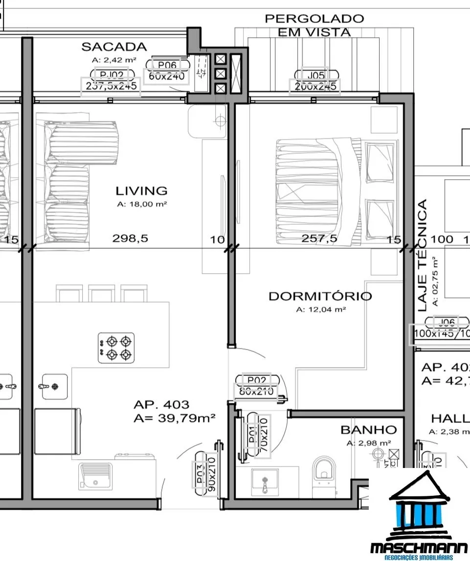 Apartamento 1 Dormitório com enorme terraço terraço em Canela/RS