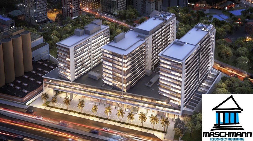 Sala exclusiva no Max Plaza, com 35 m² privativos, vaga de garagem e uma vista externa deslumbrante.