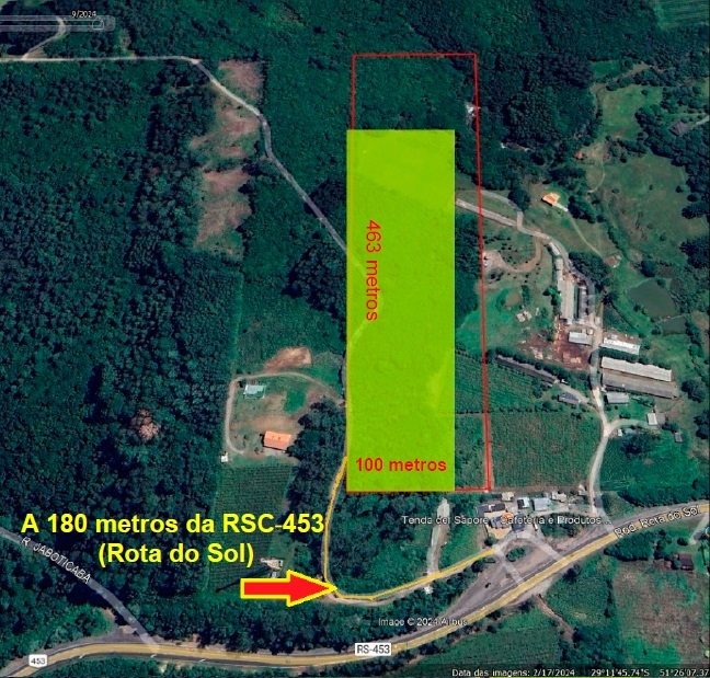 Terreno de 4,63 ha à venda em Farroupilha/RS – Serra Gaúcha, a 180 m da RSC‑453 (Rota do Sol)