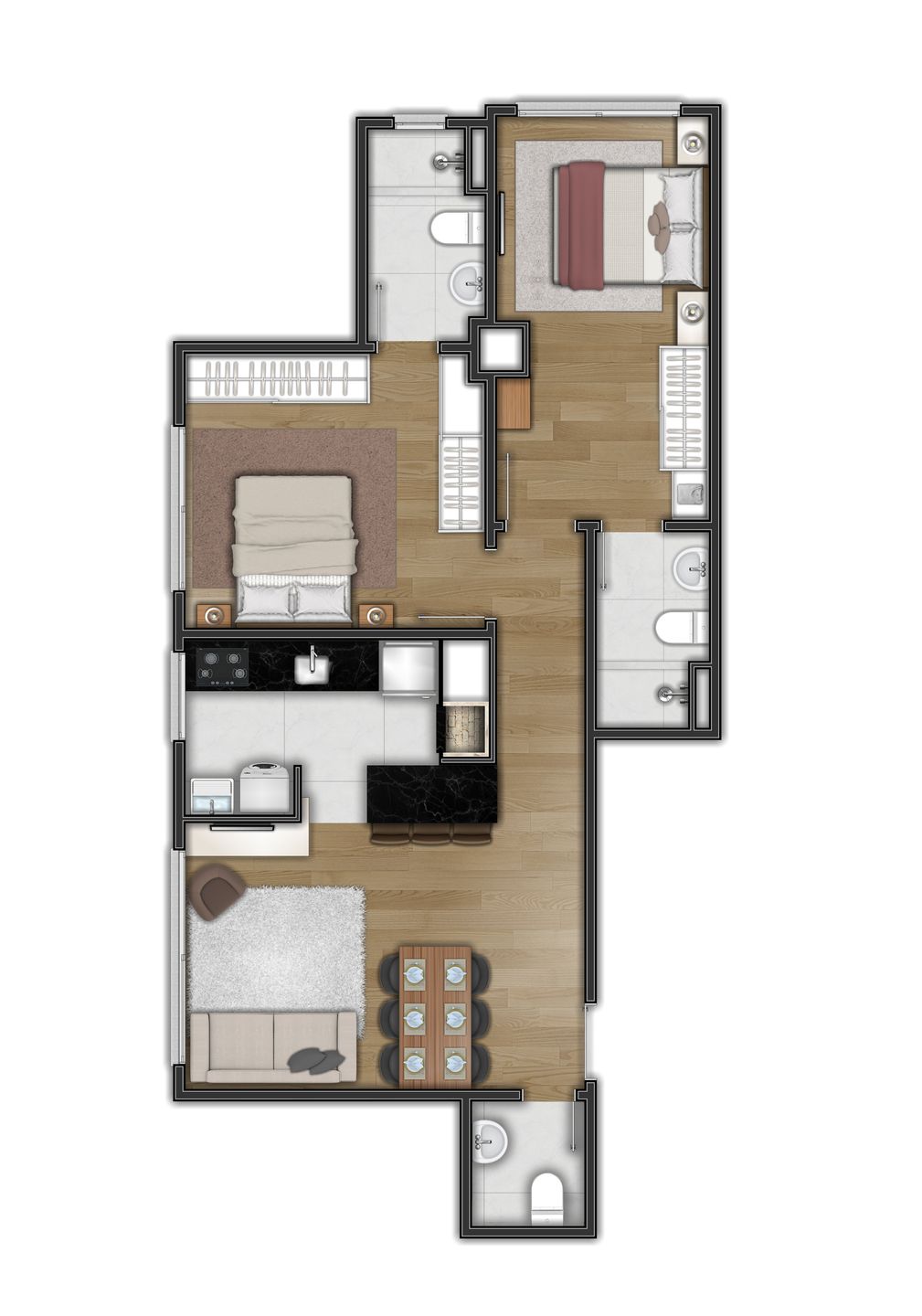 Apartamento de 2 quartos com suíte em Pré Lançamento, Centro, Canela.